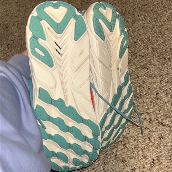 Hoka Women's Teal and Coral Athletic Shoes - Picture 4 of 5